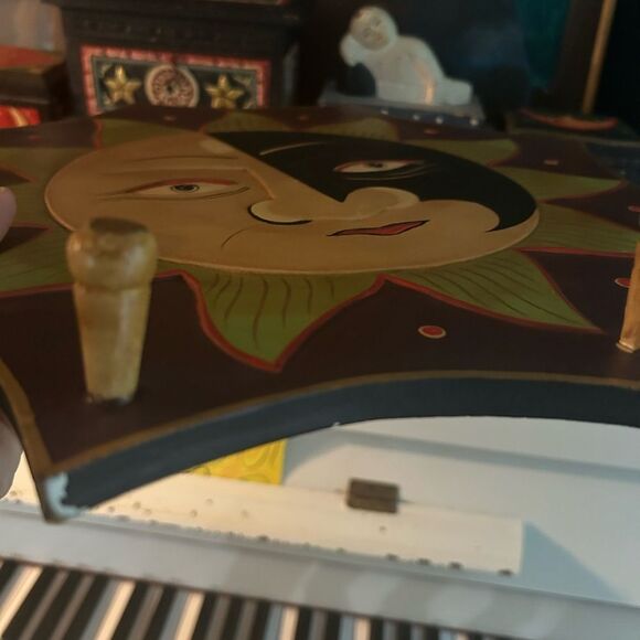 Celestial Sun Wall Art Folk Art in Black and Gold 3 Hangers 90s Whimsygoth 16.5" - Picture 9 of 12